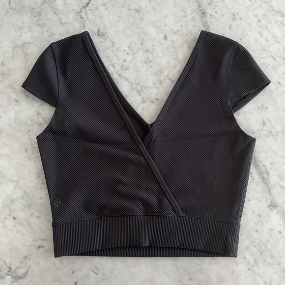 lululemon athletica Tops - Lululemon crop slim short sleeves-Black 8